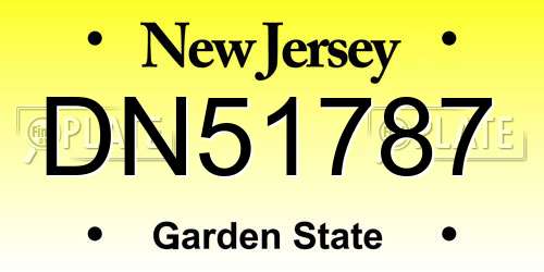 DN51787 New Jersey License Plate