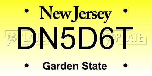 DN5D6T New Jersey License Plate