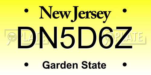 DN5D6Z New Jersey License Plate