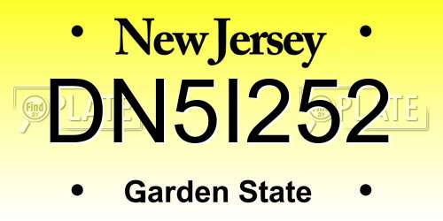 DN5I252 New Jersey License Plate