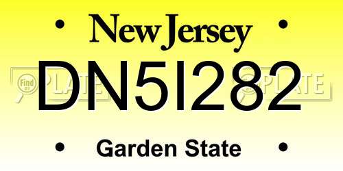 DN5I282 New Jersey License Plate