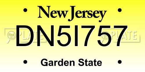 DN5I757 New Jersey License Plate