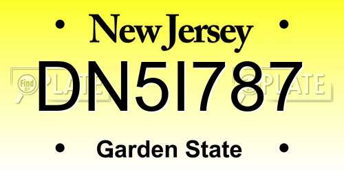 DN5I787 New Jersey License Plate