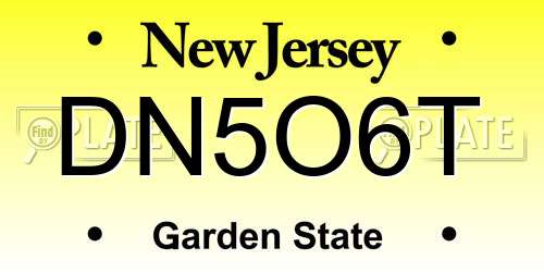 DN5O6T New Jersey License Plate
