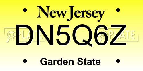 DN5Q6Z New Jersey License Plate