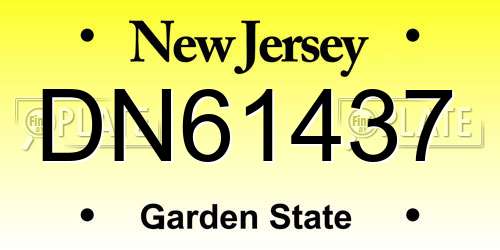 DN61437 New Jersey License Plate