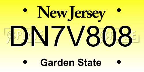 DN7V808 New Jersey License Plate
