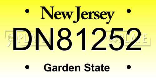 DN81252 New Jersey License Plate
