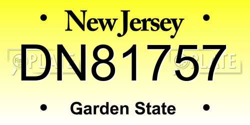 DN81757 New Jersey License Plate