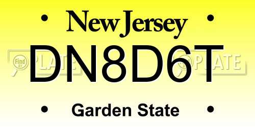 DN8D6T New Jersey License Plate