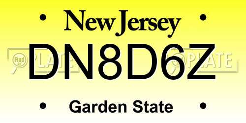 DN8D6Z New Jersey License Plate