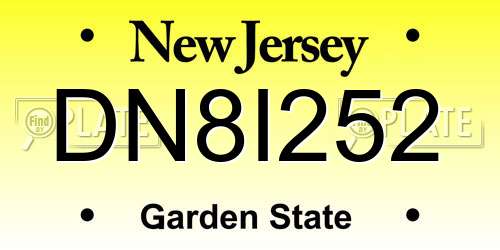 DN8I252 New Jersey License Plate