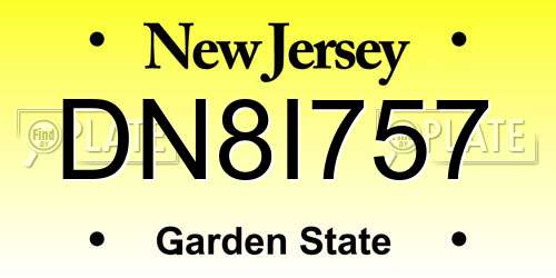 DN8I757 New Jersey License Plate