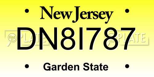 DN8I787 New Jersey License Plate