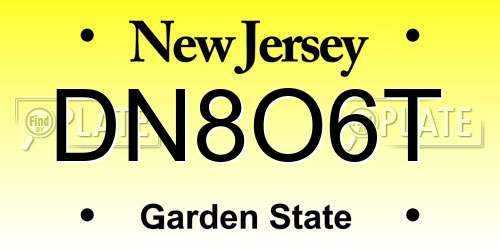 DN8O6T New Jersey License Plate