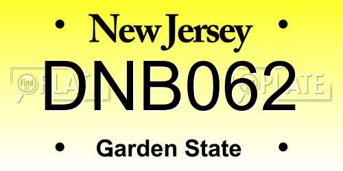 DNB062 New Jersey License Plate