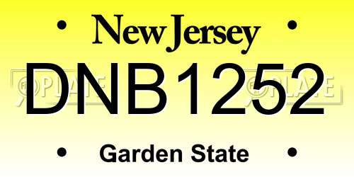 DNB1252 New Jersey License Plate