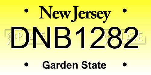 DNB1282 New Jersey License Plate