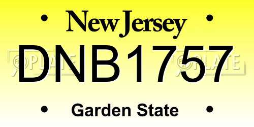 DNB1757 New Jersey License Plate
