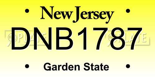 DNB1787 New Jersey License Plate