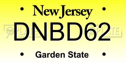 DNBD62 New Jersey License Plate