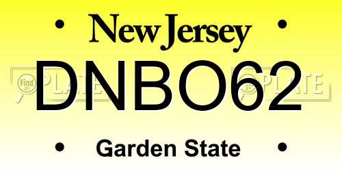 DNBO62 New Jersey License Plate