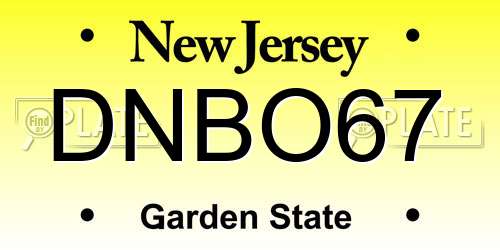 DNBO67 New Jersey License Plate