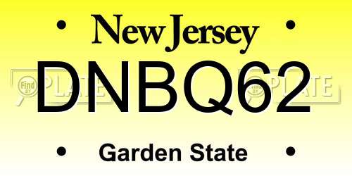 DNBQ62 New Jersey License Plate