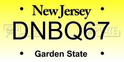 DNBQ67 New Jersey License Plate