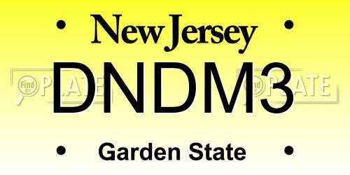 DNDM3 New Jersey License Plate