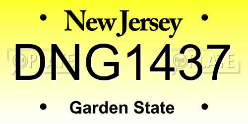 DNG1437 New Jersey License Plate