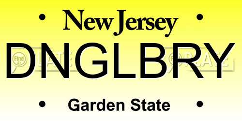 DNGLBRY New Jersey License Plate