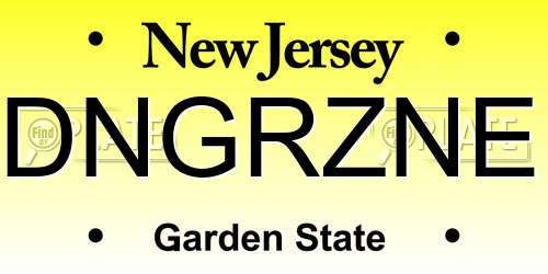 DNGRZNE New Jersey License Plate