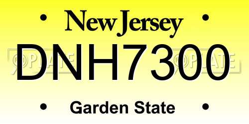 DNH7300 New Jersey License Plate