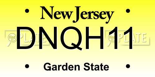DNQH11 New Jersey License Plate