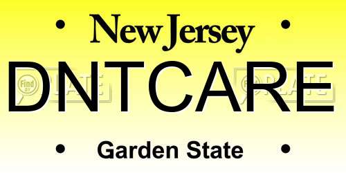 DNTCARE New Jersey License Plate