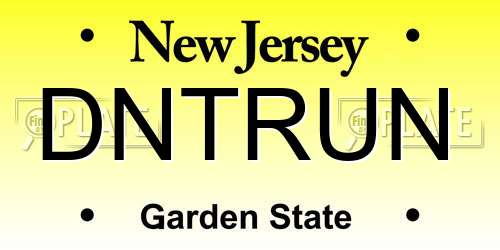 DNTRUN New Jersey License Plate