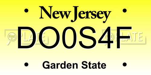 DO0S4F New Jersey License Plate