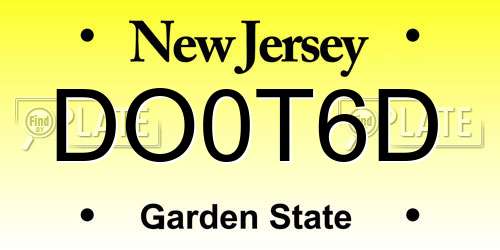 DO0T6D New Jersey License Plate
