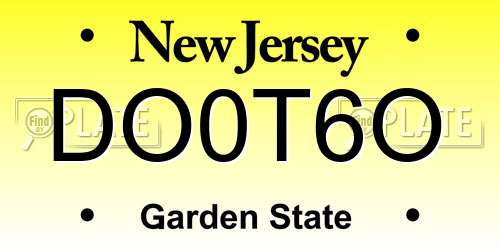 DO0T6O New Jersey License Plate