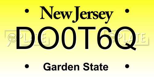 DO0T6Q New Jersey License Plate
