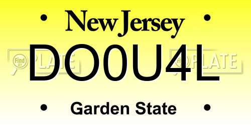 DO0U4L New Jersey License Plate