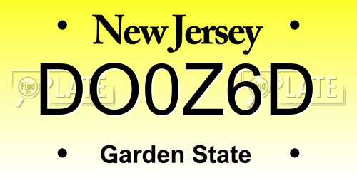 DO0Z6D New Jersey License Plate