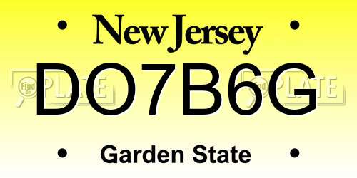 DO7B6G New Jersey License Plate