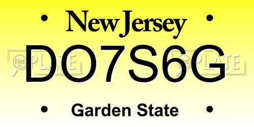 DO7S6G New Jersey License Plate