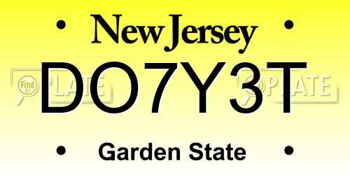 DO7Y3T New Jersey License Plate