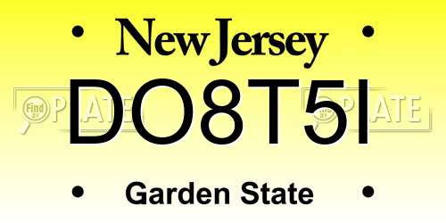 DO8T5I New Jersey License Plate