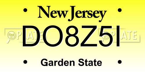 DO8Z5I New Jersey License Plate