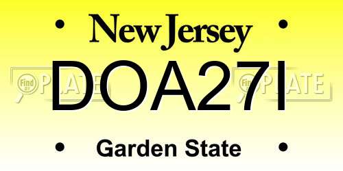 DOA27I New Jersey License Plate