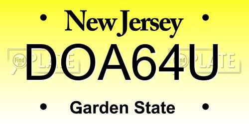 DOA64U New Jersey License Plate